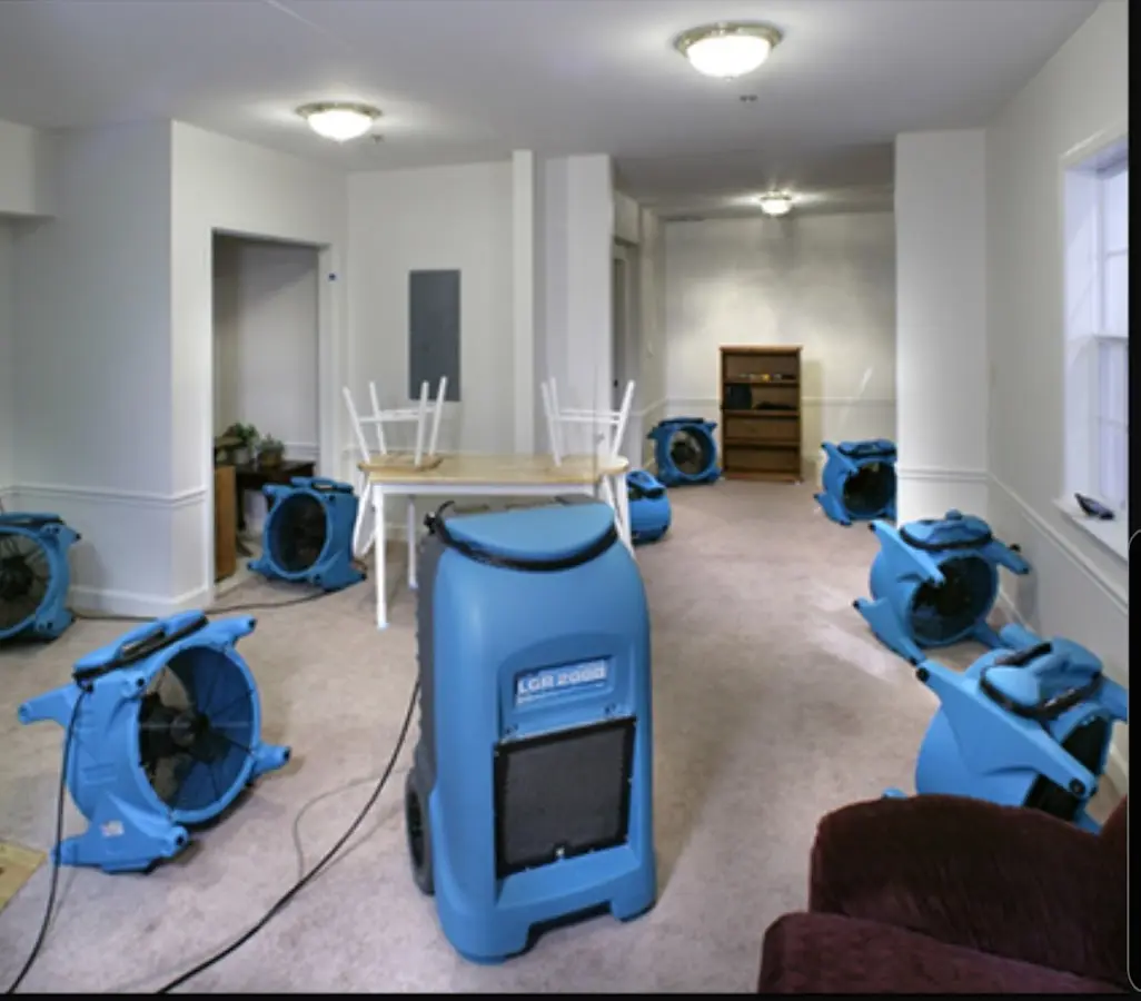 Air movers and dehumidifier setup for Water Extraction & Removal in Granite Shoals